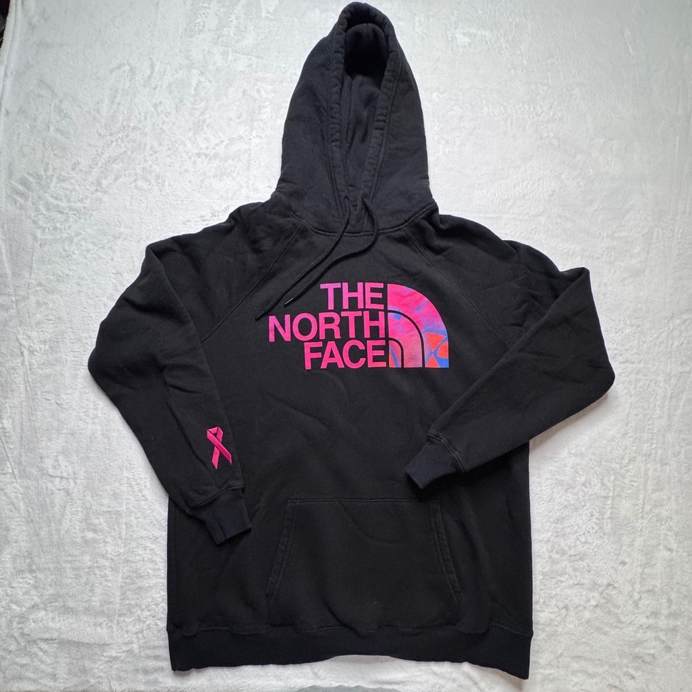 The North Face Womens 1X Black Pink Ribbon Breast Cancer Awareness Logo Hoodie